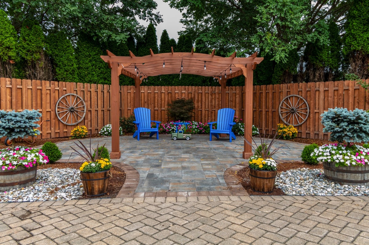 Wooden pergola landscape
